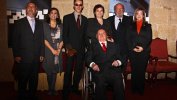Premiados con el Profesor Fabián Estapé, la Decana del Colegio de Economistas, Nuria González y el Presidente de la Asociación de Prensa de León, Paco Martínez