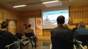 La Decana del Colegio, Nuria González Rabanal y el G.B. D. Francisco Dacoba durante la conferencia