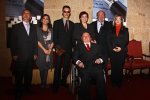 Premiados con el Profesor Fabián Estapé, la Decana del Colegio de Economistas, Nuria González y el Presidente de la Asociación de Prensa de León, Paco Martínez