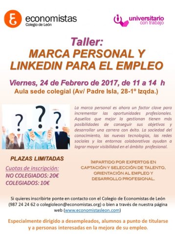 TALLER: MARCA PERSONAL Y LINKEDIN PARA EL EMPLEO