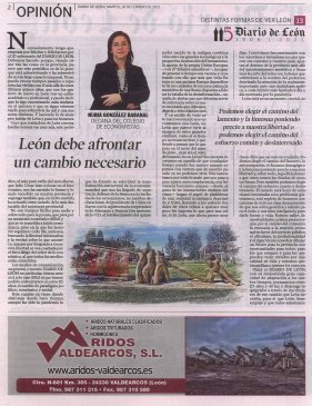 Artículo Decana del Colegio de Economistas de León