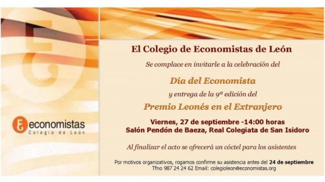 Invitación Día del Economista y Premio Leonés en el Extranjero